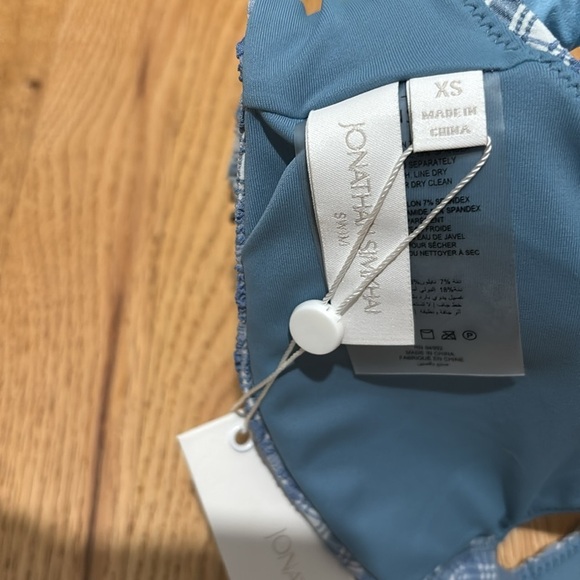 New JONATHAN SIMKHAI Adriatic plaid bikini top - Picture 3 of 5